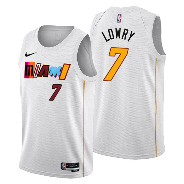 Men's Miami Heat #7 Kyle Lowry 2022/23 White City Edition Stitched Jersey Men's Miami Heat #7 Kyle Lowry 2022/23 White City Edition Stitched Jersey